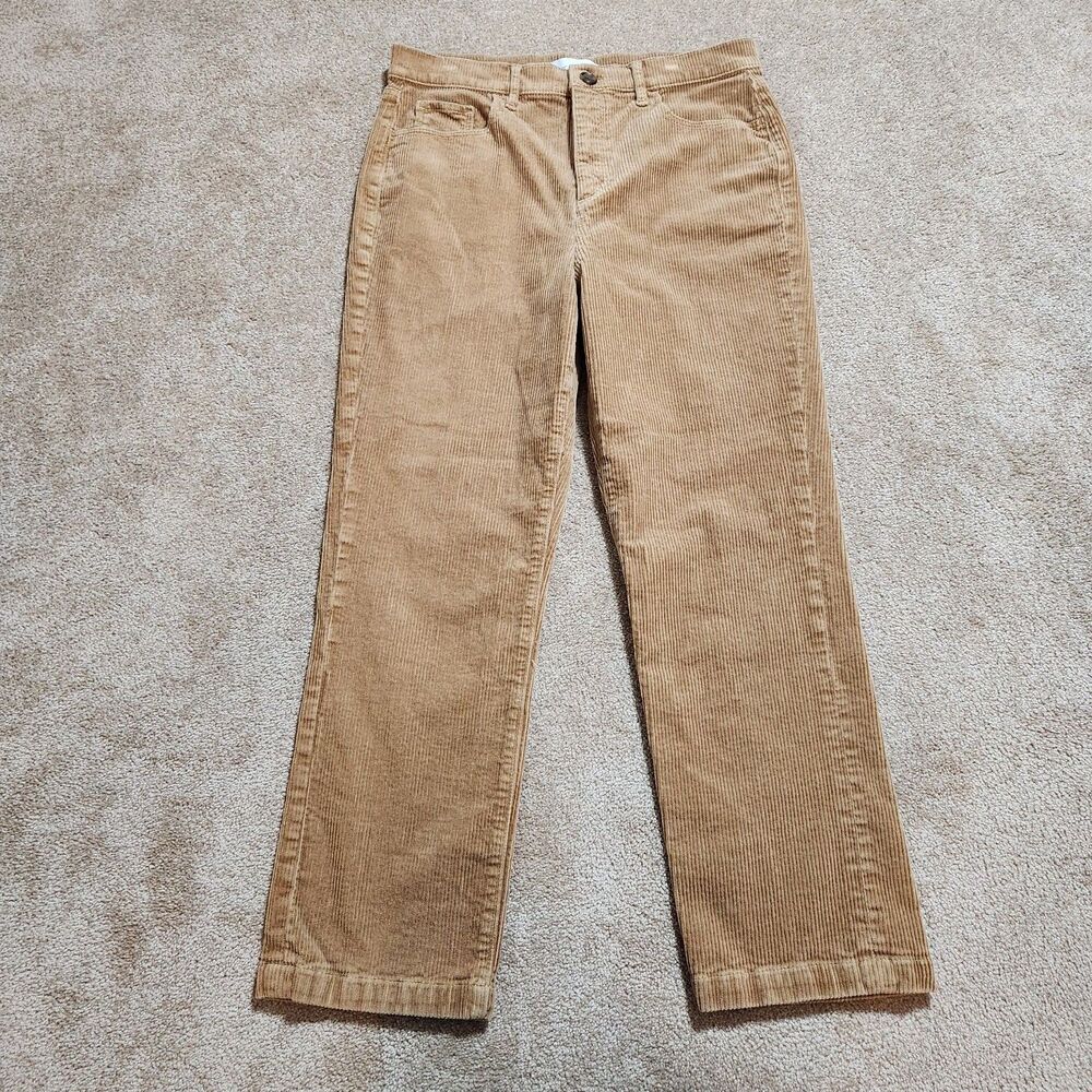 LOFT Corduroy Pants Women 10/30 Perfect Camel Brown High Rise Straight Leg